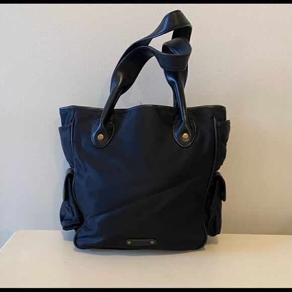 Moschino Black Nylon Handbag Leather Detailing VINTAGE Designer Luxury Italy - Picture 3 of 16